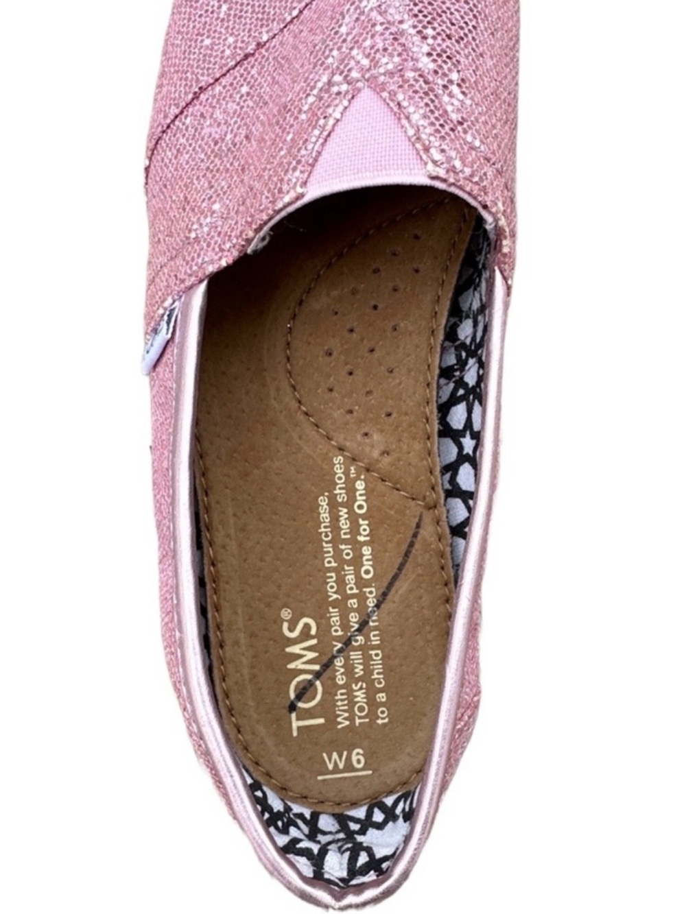 TOMS Pink Glitter Slip-On Flats Sparkle Balletcore Women’s 6 NWOT - Picture 9 of 9